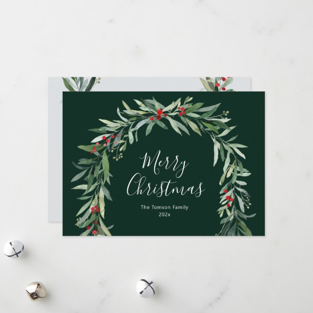winter greenery arch holiday card (Front/Back In Situ)