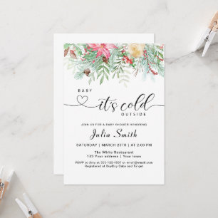 Winter Greenery Baby it's Cold Outside Invitation