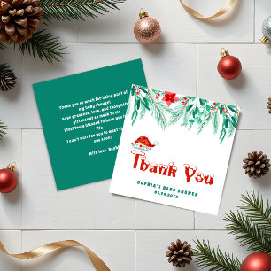 Winter Greenery Baby Shower Budget Thank You Card