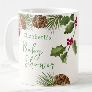 Winter Greenery Baby Shower Favour Mug