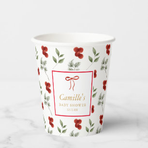 Winter Greenery Baby Shower Paper Cups