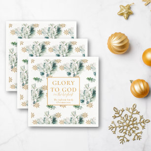 Winter Greenery Bible Verse Religious Christmas Napkin