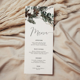 Winter Greenery Bouquet Menu Card