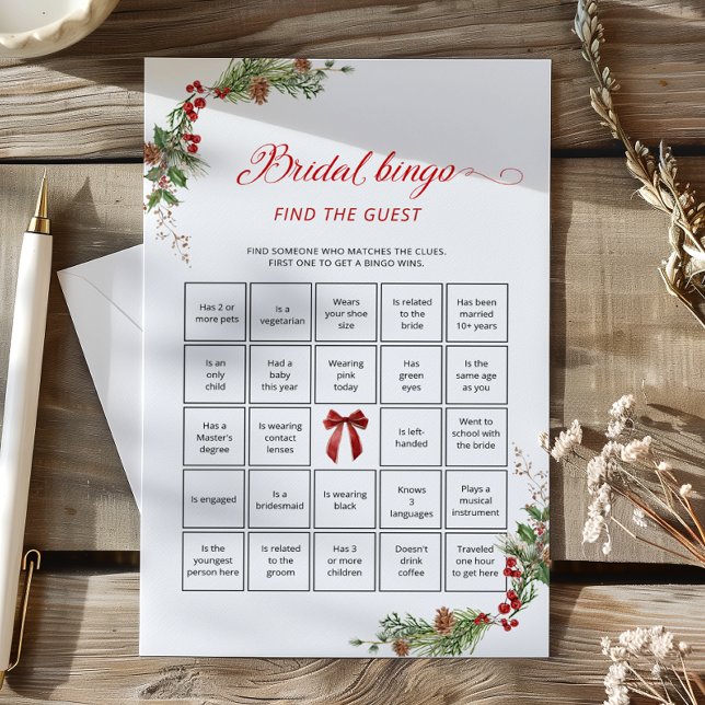 Winter Greenery Bridal Bingo Find the Guest game (Creator Uploaded)