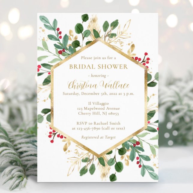 Winter Greenery Bridal Shower Invitations (Creator Uploaded)