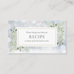 Winter Greenery Bridal Shower Recipe Enclosure Card