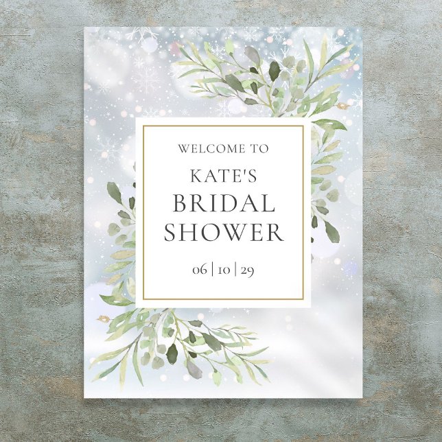 Winter Greenery Bridal Shower Welcome Sign (Winter Greenery Bridal Shower Welcome Sign)