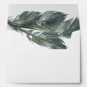 Winter Greenery Burgundy Wedding Invitation  Envelope