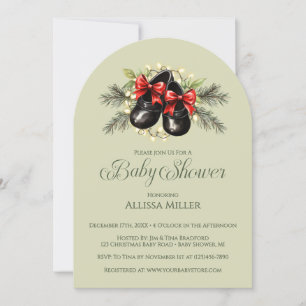 Winter Greenery Christmas Girl Baby Shower Invitation