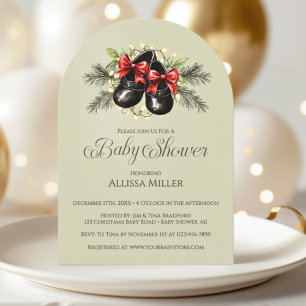 Winter Greenery Christmas Girl Baby Shower Invitation