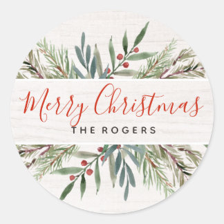 Winter Greenery Christmas Label
