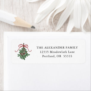 Winter Greenery Christmas Mistletoe Return Address Label