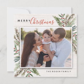 Winter Greenery Christmas Photo Card