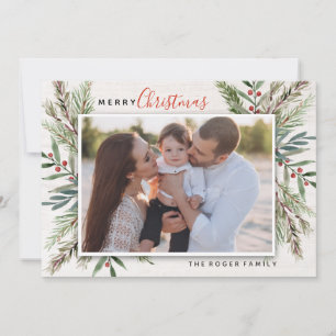 Winter Greenery Christmas Photo Card