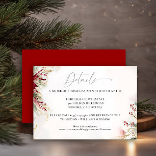 Winter Greenery Christmas Red Wedding Details Enclosure Card