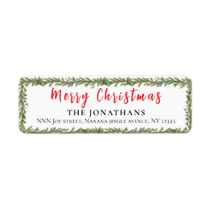 Winter Greenery Elegant Christmas Return Address Label