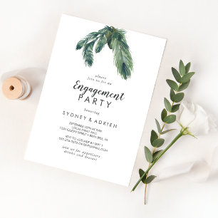 Winter Greenery Engagement Party Invitation