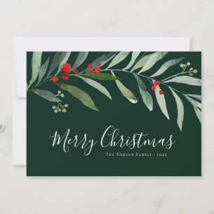 winter greenery fern merry christmas card