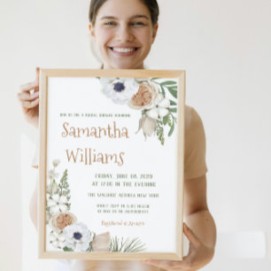 Winter Greenery Floral Cotton Pine Bridal Shower Invitation