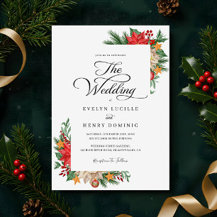 Winter Greenery Foliage Christmas Holiday Wedding Invitation