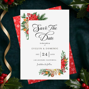 Winter Greenery Foliage Christmas Holiday Wedding Save The Date