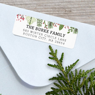 Winter Greenery Foliage Return Address Label