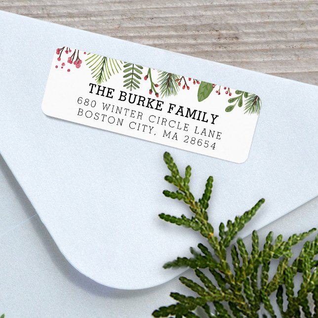 Winter Greenery Foliage Return Address Label (Winter Greenery Foliage Return Address Label)