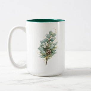 Winter Greenery Glow Two-Tone Coffee Mug