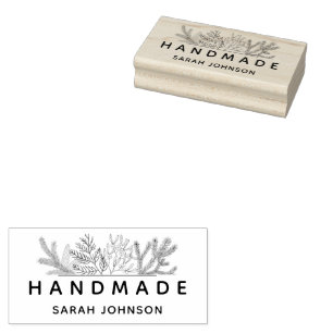 Winter Greenery Handmade Personalised Rubber Stamp
