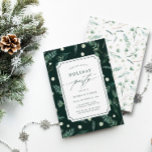Winter Greenery Holiday Party  Invitation<br><div class="desc">This elegant invitation features your event details in chic green lettering with a ticket frame on a watercolor winter greenery pattern background. It’s perfect for Christmas parties, holiday cocktail parties, corporate events, and more. For more advanced customisation of this design, please click the BLUE DESIGN TOOL BUTTON to change the...</div>