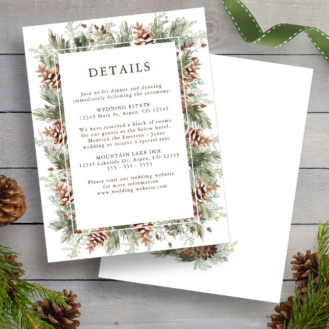 Winter Greenery Holiday Wedding Enclosure Cards (Winter Greenery Holiday Pine Wedding Enclosure Cards by Painted Paperie
)