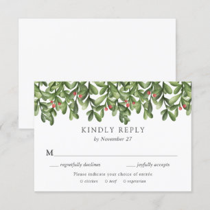 Winter Greenery Holly Wedding invitation RSVP card