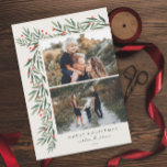 Winter Greenery Ivory 2 Photo Christmas<br><div class="desc">This elegant Winter Greenery Ivory 2 Photo Christmas Holiday Magnetic Card is completely customisable. Want to customise even more? Click on the “Edit using Design Tool.” This design is part of a collection. Original watercolor artwork hand painted by designer Stacey Meacham.</div>