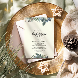 Winter Greenery   Ivory Bachelorette Party  Invitation