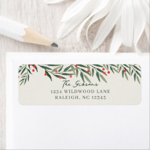 Winter Greenery Ivory Christmas Return Address Label
