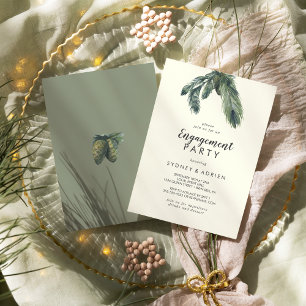 Winter Greenery   Ivory Engagement Party   Invitation