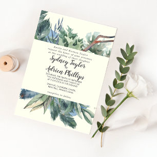 Winter Greenery   Ivory Formal Wedding Invitation