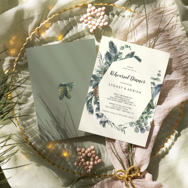 Winter Greenery | Ivory Rehearsal Dinner Invitation (Creator Uploaded)