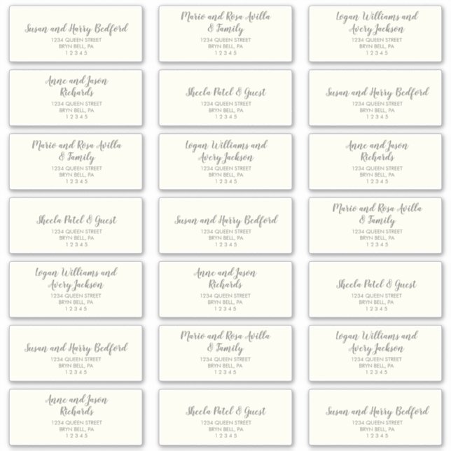 Winter Greenery|Ivory Wedding Guest Address Labels (Front)