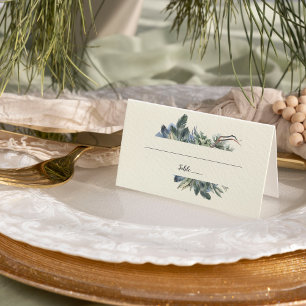Winter Greenery Ivory Wedding Place Card