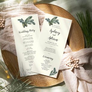 Winter Greenery   Ivory Wedding Program