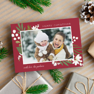 Winter Greenery   Merry Christmas Photo Holiday Card