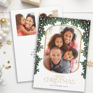Winter Greenery Mistletoe 3 Photos Christmas Holiday Card
