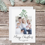 Winter Greenery Mistletoe Christmas Photo Holiday Card<br><div class="desc">This simple and stylish Christmas card is decorated with watercolor mistletoe greenery and script typography.
Easily customisable with your photo.
Original Watercolor © Michele Davies.</div>