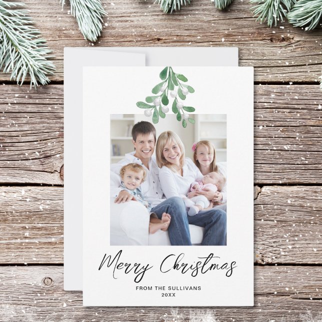 Winter Greenery Mistletoe Christmas Photo Holiday Card (Creator Uploaded)