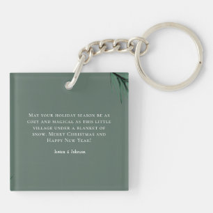 winter greenery mistletoe merriest photo christmas key ring