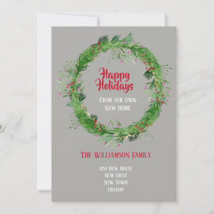 Winter Greenery  New Home Happy Holidays Holiday Card