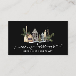 Winter Greenery Pine and Berries Holiday Business Card