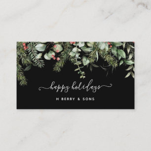 Winter Greenery Pine and Berries Holiday Business Card