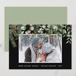 Winter Greenery Pine and Berries Photo Holiday